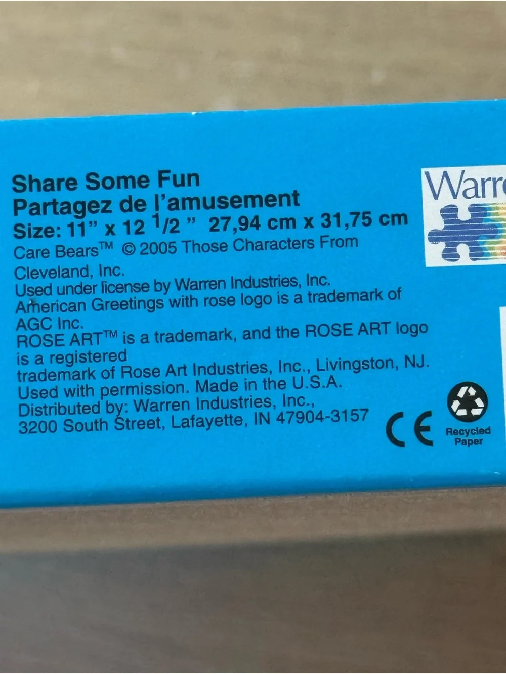 Vtg 2005 Care Bears 63pc Puzzle “Share Some Fun” by RoseArt Factory NEW Sealed